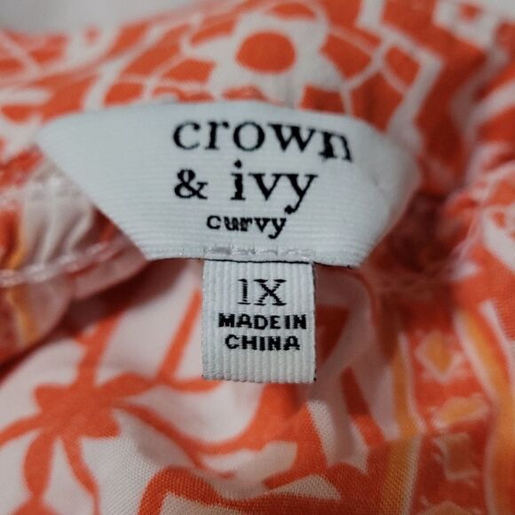 Crown & Ivy 1X boho orange top - Picture 5 of 6